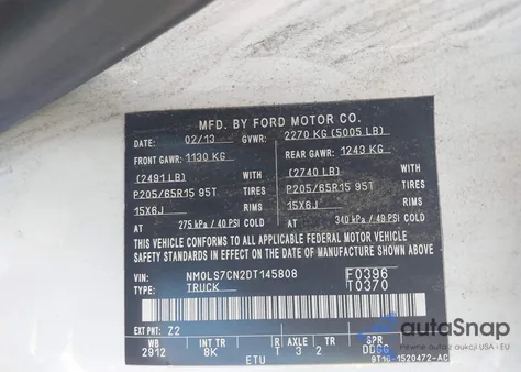 2013 Ford Transit Connect Xl z USA, uszkodzony, nr VIN NM0LS7CN2DT145808